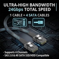 Kabel SKS 4-Channel 24Gbps Internal Mini SAS SFF-8087 ke SFF-8087 35cm/80cm Berpelindung Tembaga Murni untuk Server Komputer RAID