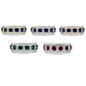Grande offre de bijoux de fournisseur de haute qualité 14k bague de bande de saphir bleu royal de vrai diamant blanc solide en or pour des femmes - Product Image 4