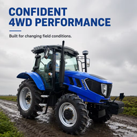 Tracteur agricole 4x4 110 ch avec climatisation, démarrage électrique, tracteur à roues pour l'agriculture