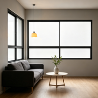 Fenêtre coulissante horizontale ultra-étroite en verre trempé, profilé en alliage d'aluminium personnalisé à isolation thermique, design mince pour hôtel et villa