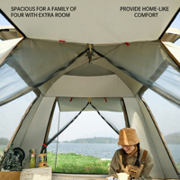Tente de camping automatique 4 saisons pour 4 personnes avec protection UV, installation instantanée, tissu Oxford 210D pour les voyages en famille en plein air