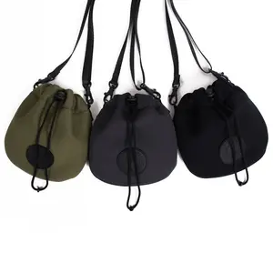 Customized Drawstring Mini Cross Neoprene Pouch Purse With Shoulder Straps