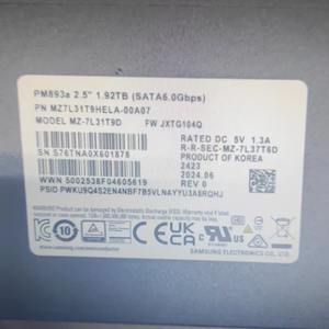 Horng Shing โซลิดสเตทไดรฟ์ใช้ MZ7L31T9HELA-00A07 PM893a 2.5 1.92T SATA 6Gbps SSD - Product Image 1