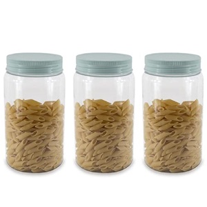 Set di barattoli per alimenti trasparenti ermetici da 1,5 l da 3 colori verde/Beige/rosa con coperchi - Product Image 1