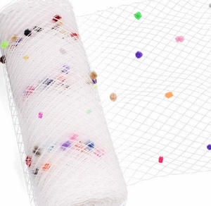 Tessuto reticolo a strass da 25CM con Pom-pom colorato in Mesh per Studio di fotografia stile copricapo decorazione da sposa in stile retrò - Product Image 4