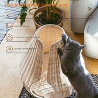 Niche pour chat en rotin en forme de goutte d'eau, lit pour chat fermé, maison pour chat d'intérieur, anti-griffures, lit pour animaux de compagnie tissé à la main avec coussin, plusieurs tailles