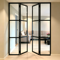 Portes pliantes en verre trempé pour entrée de villa moderne, avec cadre en aluminium, légères, insonorisées, résistantes au vent, garantie 5 ans