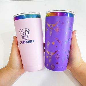 12pack Custom logo Laser Engraving <b>rainbow</b> Plated 20oz Insulated Stainless Steel Car <b>Mugs</b> Water Bottle with Slide Lid - Product Image 4