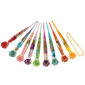 Crochets de <span class=keywords><strong>crochet</strong></span> en résine cristalline à motif griffe de chat floral, multi-tailles, ensemble de crochets de <span class=keywords><strong>crochet</strong></span> allongés faits à la main, outil portable pour le bricolage - Product Image 2