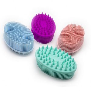 Dual-Side Eco-Friendly Food Grade <b>Silicone</b> <b>Loofah</b> Body Brush & Bath Shower Scrubber 2-in-1 Shampoo Wash Brush - Product Image 4