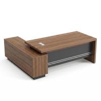 Escritorio ejecutivo moderno en forma de L de melamina y madera con mesa auxiliar para muebles de oficina de empresa