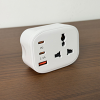 Extensor de Enchufe de Pared Global Personalizable con Adaptador de Enchufe Multiestándar USB C PD de 20 W, Material ABS, para EE. UU., UE, Reino Unido, Australia, para Viajes y Hogar