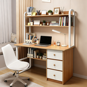 Meja Kantor dengan Penyimpanan Besar dan Desain Rak Buku, Meja Komputer Modern untuk Ruang Kerja di Rumah - Product Image 6
