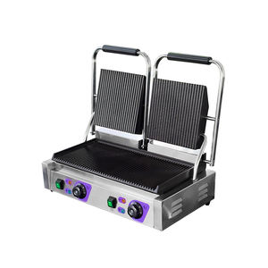 Heavybao Piastra Elettrica a Contatto Scanalata, Pressa per <span class=keywords><strong>Panini</strong></span> Commerciale, Attrezzatura Ristorazione in Acciaio Inox, Griglia per Sandwich, Bistecchiera per Attrezzature Catering - Product Image 1
