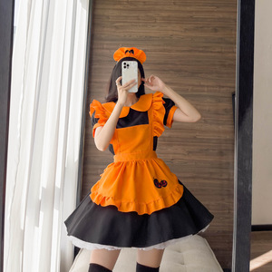 <span class=keywords><strong>Costume</strong></span> da Cameriera Vampiro <span class=keywords><strong>Pipistrello</strong></span> per Cosplay, Uniforme Retrò Arancione a Tema Zucca, Abito Lolita da Cameriera per Feste e Giochi di Ruolo - Product Image 3