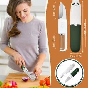 Pelador de Frutas y Verduras de Acero Inoxidable, Cuchillo para Cortar Frutas y Verduras, Herramienta de Cocina Duradera, Sostenible y Ambidiestra - Product Image 3