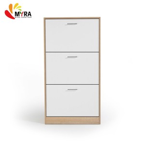 Armadio Portascarpe Organizzatore con Grande Capacità, Scaffalatura per Ingresso, Stile Legno, Mobile Portascarpe in MDF con 3 Ante - Product Image 1