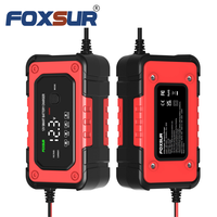 Pengisi Daya Baterai FOXSUR FBC1206E 12v 6a, Pengisi Daya Baterai Mobil Otomatis 12V 6A Cepat untuk Baterai AGM, Gel, Timbal Asam, Deep Cycle, Pulse Repair