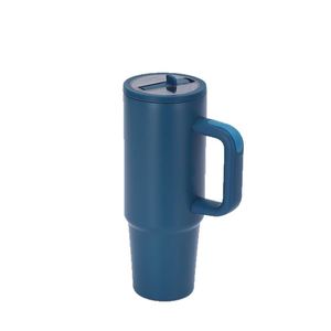40oz <b>Large</b>-Capacity Insulated Thermos Mug with Handle and Folding Straw Portable Vehicle-Compatible Coffee <b>Cup</b> - Product Image 5