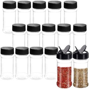 Wholesale kitchen pepper powder spice jar with label empty salt shaker plastic spice bottle jars
