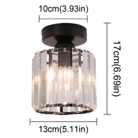 Lustre de plafond en cristal pour couloir, escalier, salon, entrée, petit modèle 13 cm, douille E27 E26, IP20, pour plafonds bas
