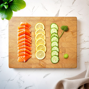 Recién llegado, tabla de cortar de madera de <span class=keywords><strong>alerce</strong></span> Rectangular con mango de acero inoxidable, bloque para servir frutas y verduras - Product Image 4