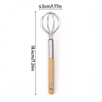 Nouveau design, fouet manuel en acier inoxydable avec manche en bois, écologique, compatible lave-vaisselle, batteur à œufs, outils à œufs, gadgets de cuisine