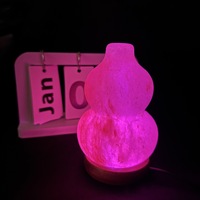 Lámpara de Noche USB de Piedra de Sal del Himalaya con Luz Cálida Colorida y Respiración, Lámpara de Escritorio para Computadora, Formas Cuadradas/Pirámide/Bola Redonda