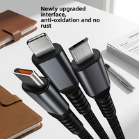 Kabel Pengisian Daya LED Glowing 3 in 1 USB A ke Type C Micro Universal Pengisian Cepat Transfer Data Cangkang Transparan Grosir