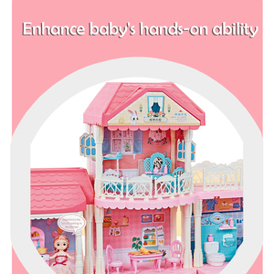 Castillo de <span class=keywords><strong>princesa</strong></span> de regalo para niñas, juguetes de construcción, cocina educativa, sala de estar, cama, baño, casa de muñecas, Kits de Villa para niños - Product Image 3