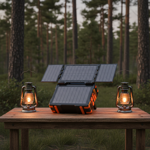 Station d'alimentation portable 300W avec panneau solaire pliable MPPT, alimentation d'urgence, sortie AC/DC à onde sinusoïdale pure, batterie lithium-ion pour voiture et extérieur - Product Image 5
