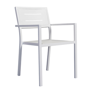 Trắng Nhôm Paito Bàn Ăn Và Ghế Ban Công Kim Loại Nhôm Xếp Chồng 7 Pcs Kim Loại Vườn Bàn Và Ghế - Product Image 3