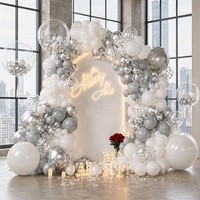 Kit d'arche de ballons à bulles Bobo en confettis blancs et argentés, décorations de fête pour mariage, anniversaire, baptême