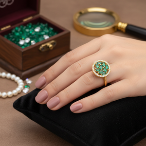 Round Design <b>Emerald</b> Baguette Turkish <b>Rings</b> Wholesale Handmade 925 Sterling <b>Silver</b> Jewelry for Woman - Product Image 3