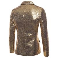 Nouvelle mode Blazer homme Coupe ajustée Costume de mariage Veste à sequins dorés à motifs floraux Paillettes Tango Opéra traditionnel chinois Tenue de danse de fête