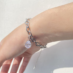 RAKOL BP3030 925 Sterling <b>Silver</b> <b>Bracelet</b> Chain Female <b>Bracelet</b> Circle Pendant Attached <b>Bracelet</b> - Product Image 4