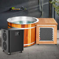 Custom 1hp bagno di ghiaccio macchina refrigeratore d'acqua cedro vasca ad immersione fredda con Chiller e filtro OTA Wifi telecomando raffreddamento ad acqua Chiller