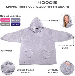 Couverture à capuche portable en <span class=keywords><strong>polaire</strong></span> Sherpa pour adultes – Douce, confortable, surdimensionnée avec manches – Unisexe - Product Image 2