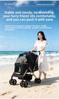 Poussette pour animaux de compagnie pour chats et chiens, acier au carbone, imperméable, 4 roues, bidirectionnelle, pliable, légère, portable, pour petits chiens