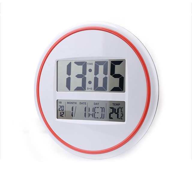 Round Large Digital Grandfather Nordic Wall Clocks with Temperature Calendar Display for Living Room 2116