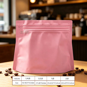 มีสินค้าในสต็อก ถุงกาแฟคุณภาพสูงสีชมพู ขนาด 1 กก. 2 ปอนด์  แบบตั้งได้  พร้อมซิปล็อค  กันน้ำ  สำหรับบรรจุชาและถั่ว - Product Image 3