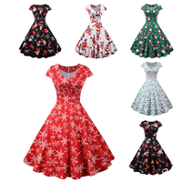 Nouvelle Robe de Soirée Vintage Swing pour Femme, Modèle A-Line Rockabilly, Manches Longues, Spécial Noël 2027