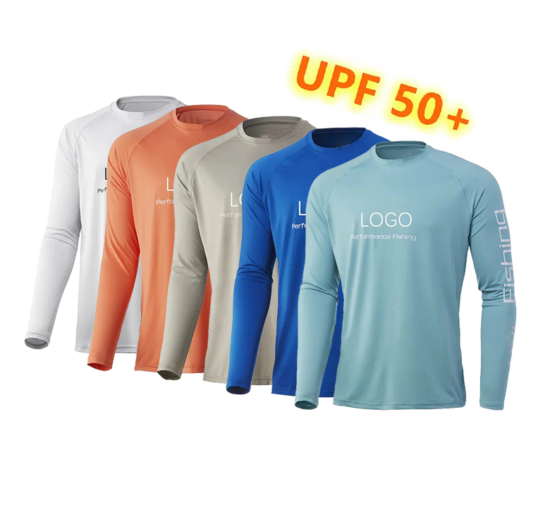 Protection solaire extérieure séchage rapide conception personnalisée UPF 50 T-shirt Performance en maille latérale à manches longues pour hommes