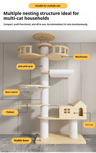 <span class=keywords><strong>Arbre</strong></span> à <span class=keywords><strong>chat</strong></span> pliable luxueux de grande taille, du sol au plafond, en bois + sisal + PVC, imperméable, durable, robuste, lavable, pour salon intérieur - Product Image 5