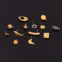 40 pièces de boucles d'oreilles en forme de lune en acier inoxydable plaqué or 14 carats, base avec trou, fermoirs géométriques, crochets, connecteurs, fabrication de bijoux DIY