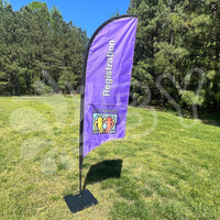 Publicité écologique Extérieur Intérieur Plage Drapeau Stand Bannières Crème Glacée Marque Promo Lame Spike Aluminium 2M 3M 4M 5M Drapeau de Plage Personnalisé