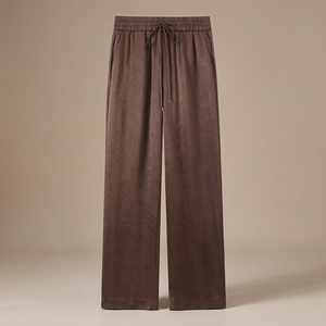 Pantalon tricoté ample pour femme, taille mi-haute, avec cordon de serrage, coupe décontractée, couleur unie, longueur intégrale, idéal pour l'automne - Product Image 4