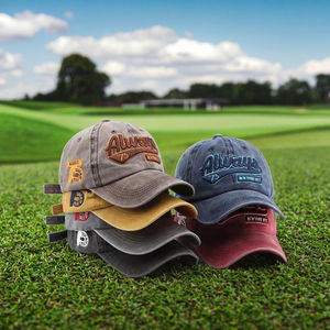 Gorra de béisbol estilo coreano retro LANYU con visera ajustable, bordado tridimensional de letras lavadas, ideal para golf. - Product Image 1