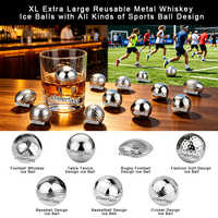 Pierres à whisky réutilisables en métal en forme de balles de golf, de basket-ball et autres types de ballons de sport, en acier inoxydable 304