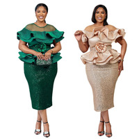Nouvelle robe de soirée décontractée pour femmes, vêtements de mode africaine S10829, robe de fête avec paillettes